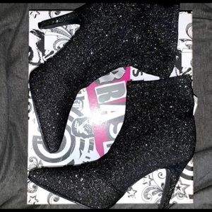 Brash black glitter booties
